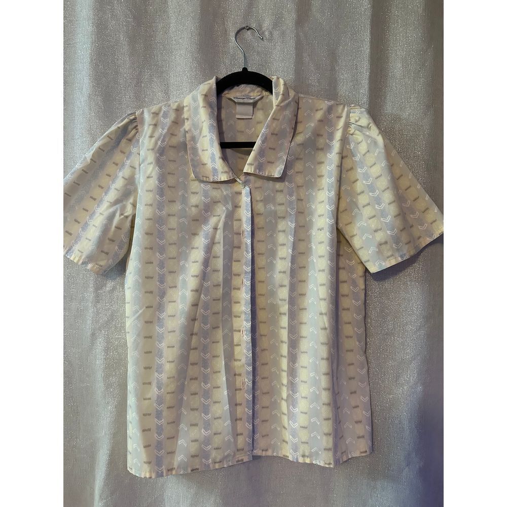Vintage Casual‎ Corner Geometric Pattern Short Sleeve Button-Down Blouse